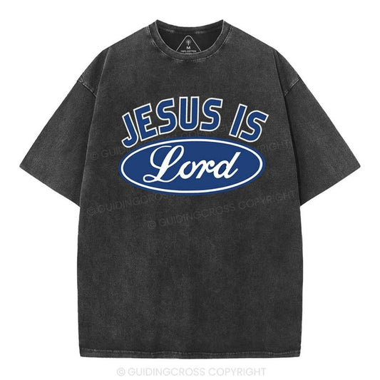 [ Mineral Wash ] Jesus Is Lord Christian Washed Shirt Jesus Graphic Washed Style Shirt