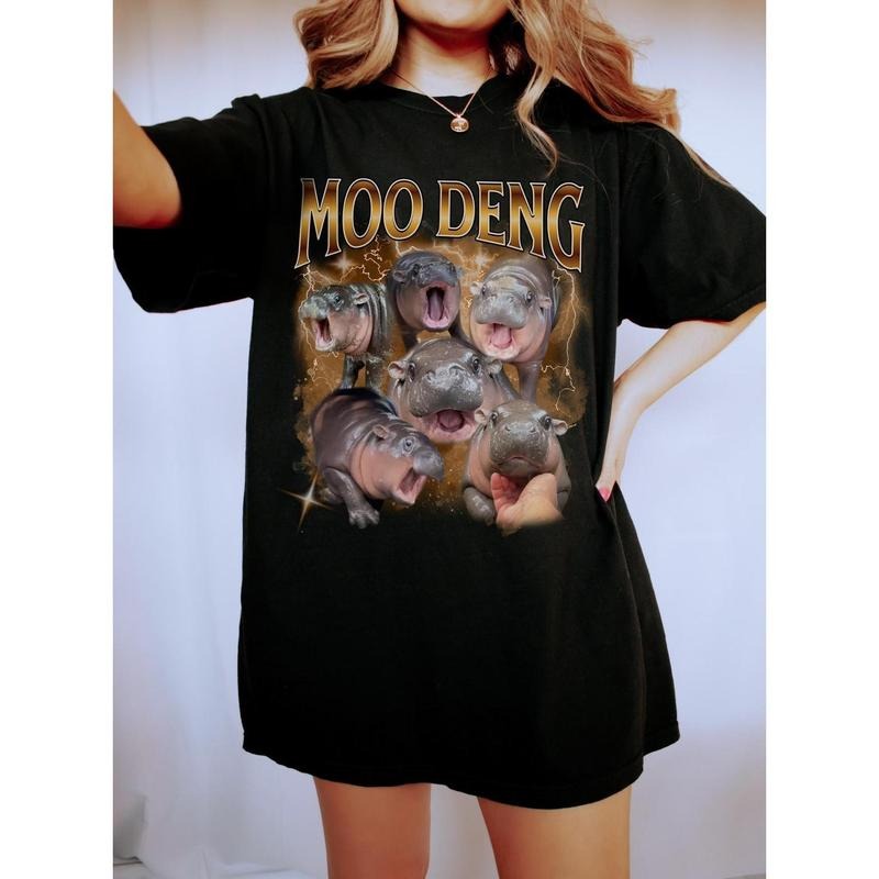 Moo Deng Bootleg Rap Shirt | Moo Deng Shirt, Vintage 90s Graphic Tee, Moo Deng Gift, Funny Bootleg Tee, Baggy Tshirt, Meme Shirt, Funny Gift