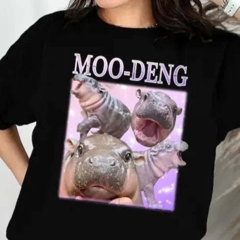 Moo Deng TShirt I Love Moo Deng Cute T-shirt Graphic Classic