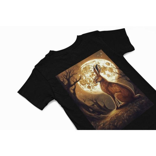 Moon Gazing Hare t shirt - Wiccan T Shirts - Rabbit Graphics Shirt - witchy lover Gift - Moon lover Gift - Pagan tee Made in USA