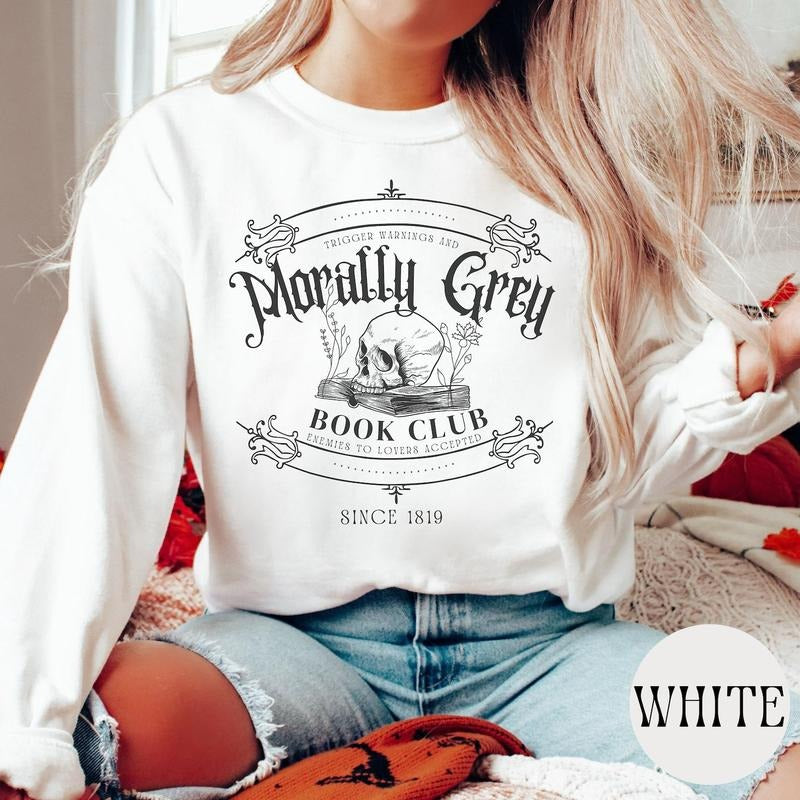 Morally Grey Book Club Sweatshirt, Dark Romance Crewneck, Spooky Season Crewneck,  Bookish Shirt, Vintage Style Booktok Sweatshirt