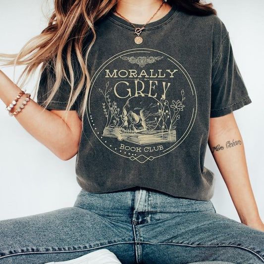 Morally Grey Book Club T-Shirt, Celestial Bookish T-Shirt, Astronomy Crewneck, Boho Oversized tshirt, Hippie Tee, Bookish Merch, Skull