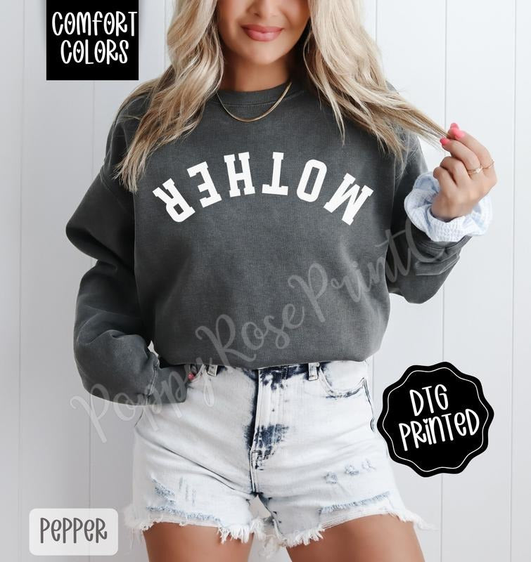 Mother Comfort Colors Sweatshirt, Trendy Women's Crewneck