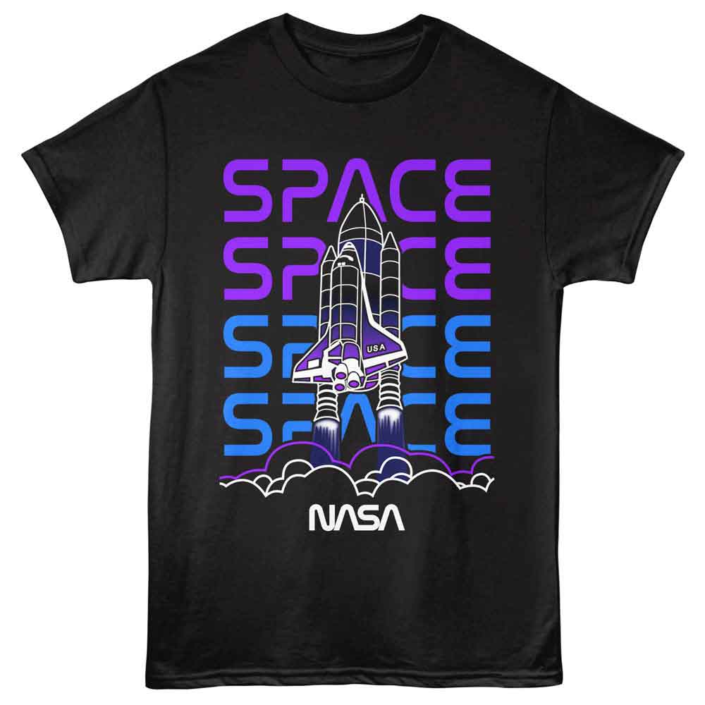 NASA - Shuttle Line Art - American Classics - Black Adult Short Sleeve T-Shirt