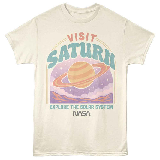 NASA - Visit Saturn - American Classics - Natural Adult Short Sleeve T-Shirt
