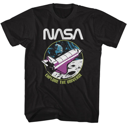 NASA - Explore The Universe - American Classics - Solid Black Adult Short Sleeve T-Shirt