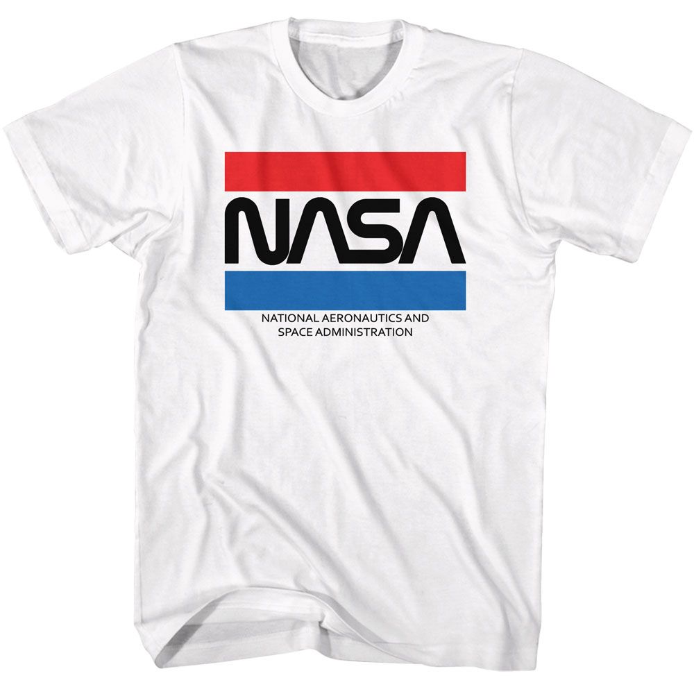 NASA - Stripes - American Classics - Solid White Adult Short Sleeve T-Shirt