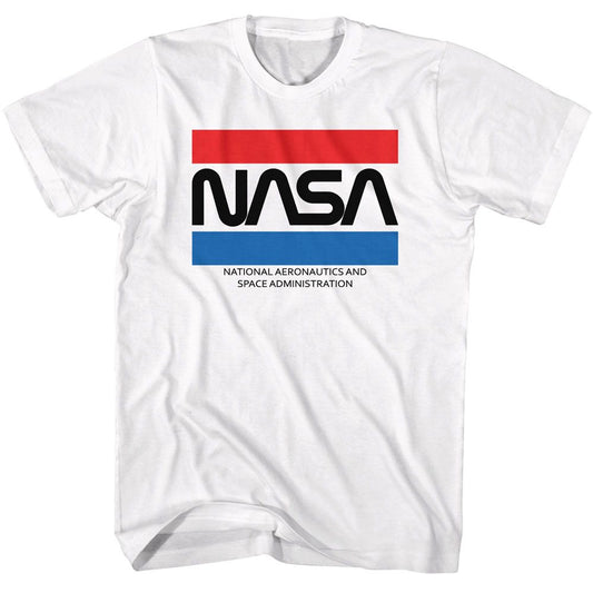 NASA - Stripes - American Classics - Solid White Adult Short Sleeve T-Shirt
