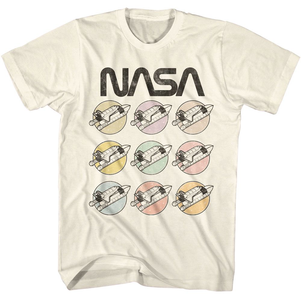 NASA - Pastel Rockets - American Classics - Solid Off-White Adult Short Sleeve T-Shirt