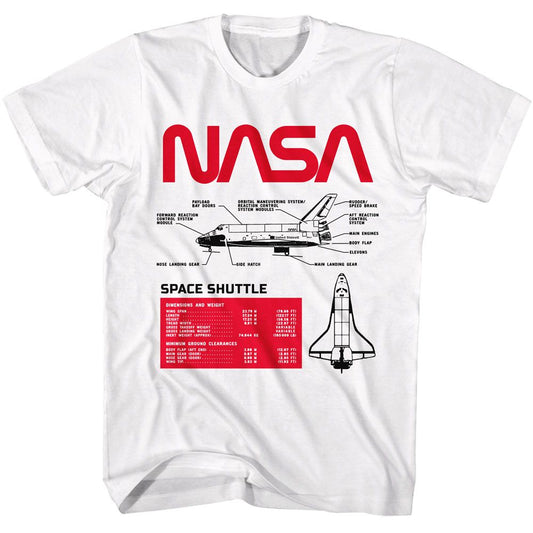 NASA - Space Shuttle Specs - American Classics - Solid White Adult Short Sleeve T-Shirt