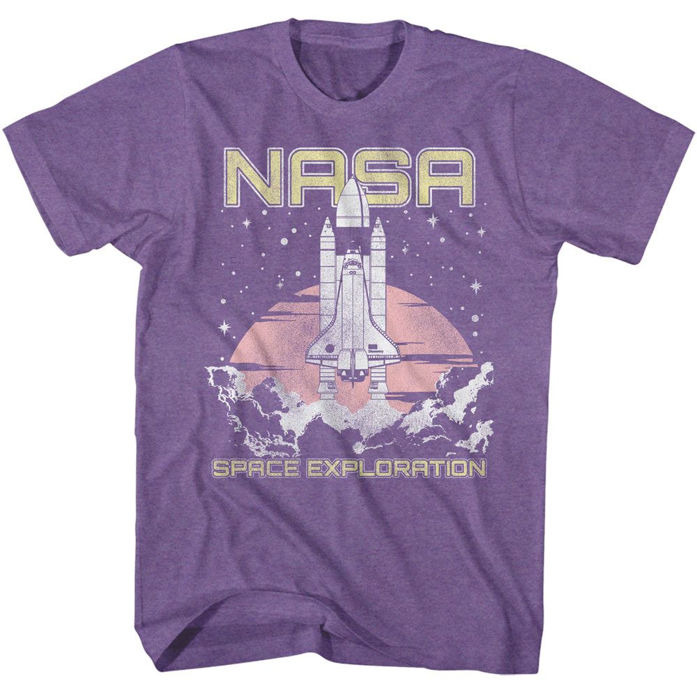 NASA - Lift Off Space Exploration - American Classics - Heather Purple Adult Short Sleeve T-Shirt