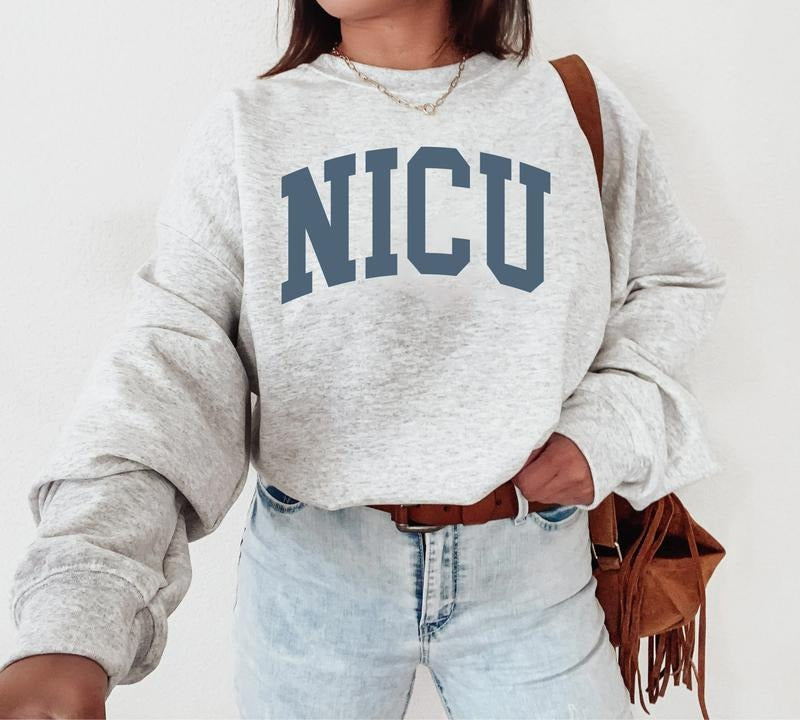 NICU Nurse Sweatshirt, Vintage Aesthetic Varsity Neonatal Intensive Care Unit Shirt, Nursing School Graduation, Nurse Appreciation Week Shirt, NICU Shirt