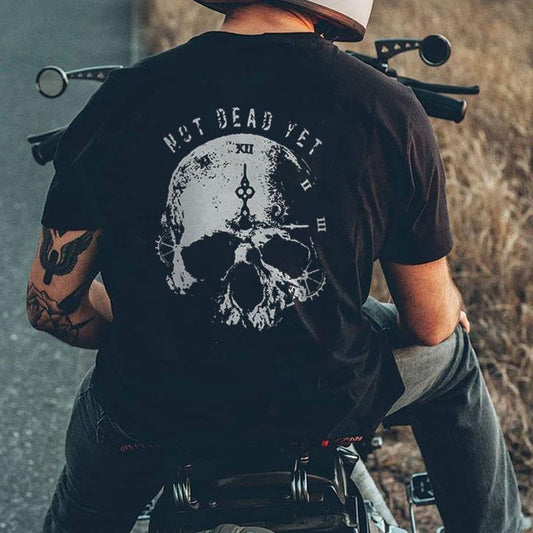 NOT DEAD YET Live Clock Casual Graphic Black Print T-shirt