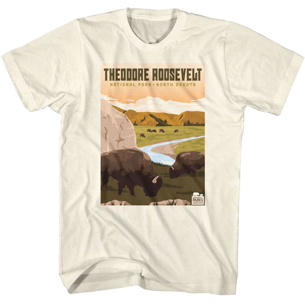 National Parks - Theodore Roosevelt Park - American Classics - Solid Off-White Adult Short Sleeve T-Shirt