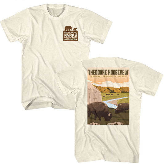 National Parks - Theodore Roosevelt Park - American Classics - Solid Off-White Adult Short Sleeve T-Shirt Style001