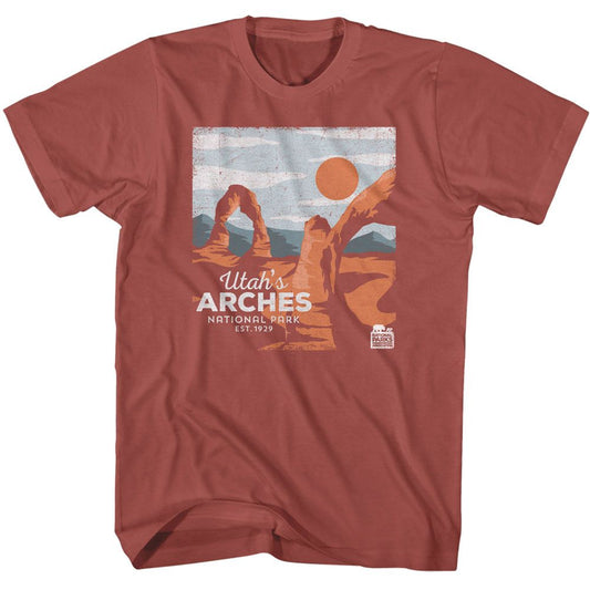 National Parks - Utahs Arches - American Classics - Solid Red Adult Short Sleeve T-Shirt