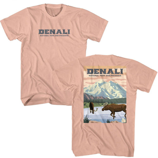 National Parks - Denali Poster Art - American Classics - Solid Orange Adult Short Sleeve T-Shirt