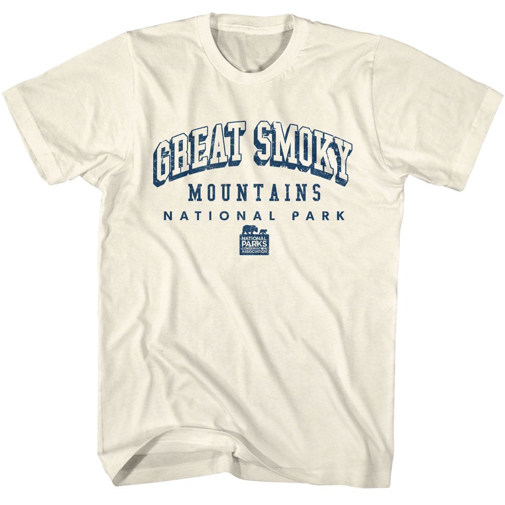 National Parks - Smoky Mountains Collegiate - American Classics - Solid Off-White Adult Short Sleeve T-Shirt