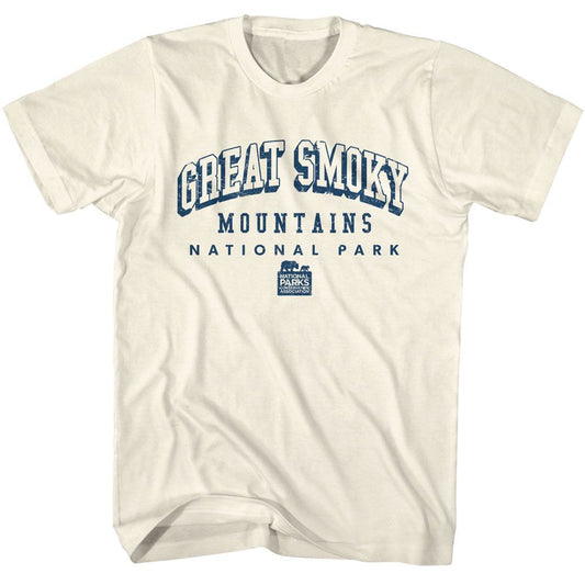 National Parks - Smoky Mountains Collegiate - American Classics - Solid Off-White Adult Short Sleeve T-Shirt