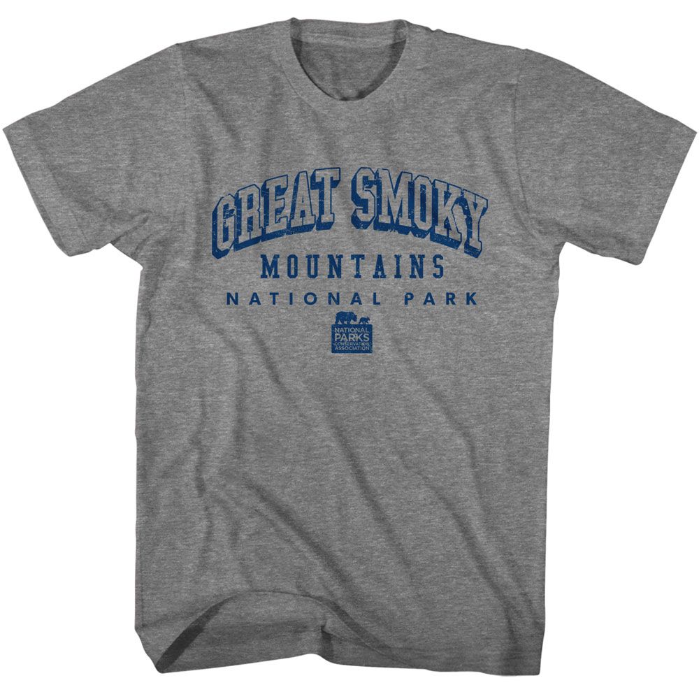 National Parks - Smoky Mountains Collegiate - American Classics - Solid Gray Adult Short Sleeve T-Shirt
