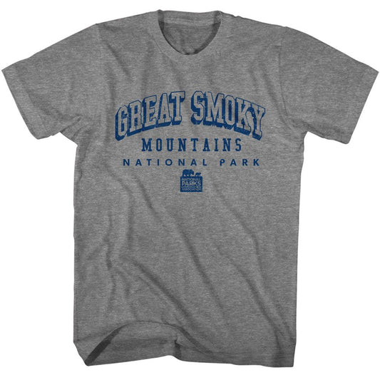 National Parks - Smoky Mountains Collegiate - American Classics - Solid Gray Adult Short Sleeve T-Shirt