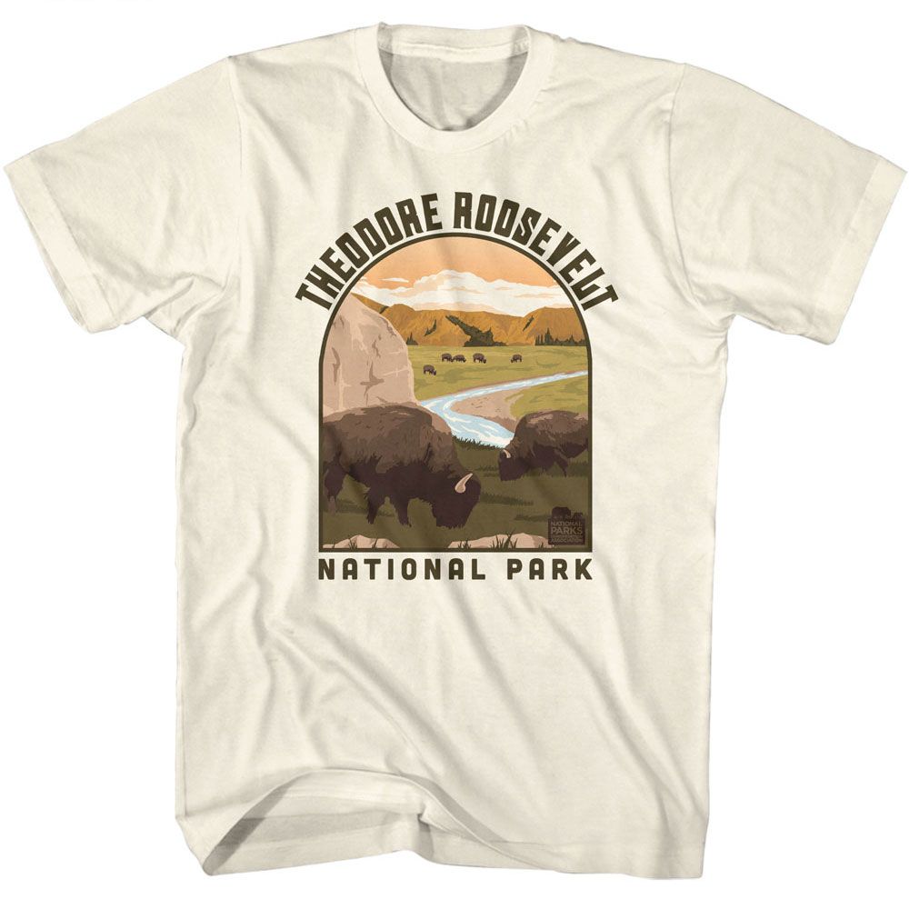 National Parks - Theodore Roosevelt Landscape Shape - American Classics - Solid Off-White Adult Short Sleeve T-Shirt