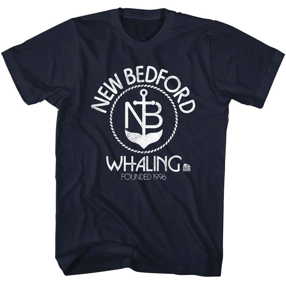 National Parks - New Bedford Anchor - American Classics - Solid Blue Adult Short Sleeve T-Shirt