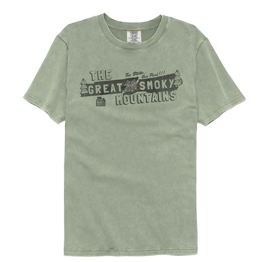 National Parks - Smoky Mountains Two States - American Classics - Solid Green Adult Short Sleeve Comfort Color T-Shirt