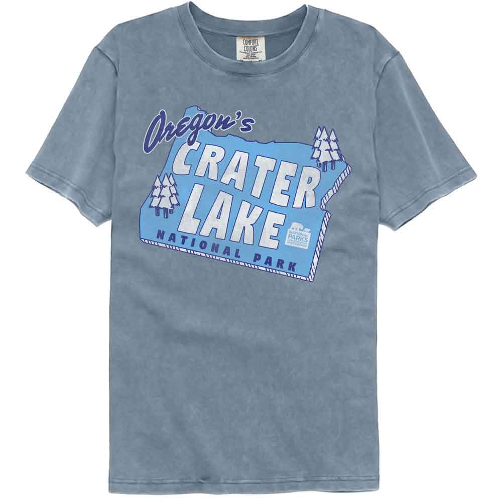 National Parks - Oregons Crater Lake Np - American Classics - Solid Blue Adult Short Sleeve Comfort Color T-Shirt