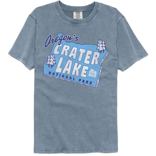National Parks - Oregons Crater Lake Np - American Classics - Solid Blue Adult Short Sleeve Comfort Color T-Shirt