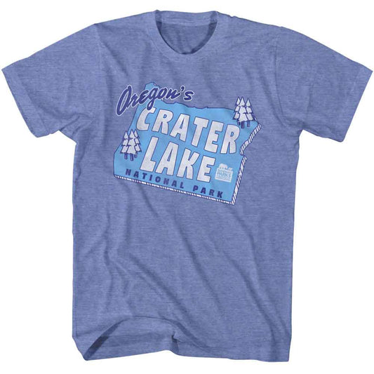 National Parks - Oregons Crater Lake Np - American Classics - Heather Blue Adult Short Sleeve T-Shirt
