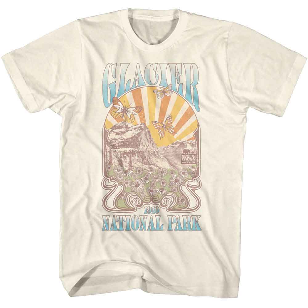 National Parks - Glacier Nouveau - American Classics - Solid Off-White Adult Short Sleeve T-Shirt