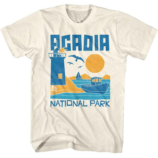 National Parks - Acadia Abbreviated - American Classics - Solid Off-White Adult Short Sleeve T-Shirt