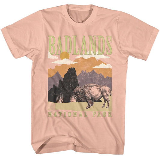 National Parks - Badlands Minimalist Landscape - American Classics - Solid Orange Adult Short Sleeve T-Shirt