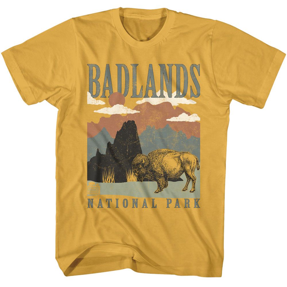 National Parks - Badlands Landscape Recolor - American Classics - Solid Yellow Adult Short Sleeve T-Shirt