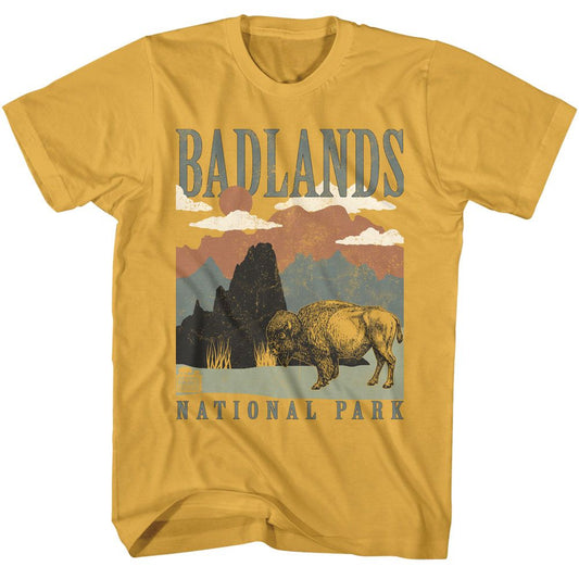 National Parks - Badlands Landscape Recolor - American Classics - Solid Yellow Adult Short Sleeve T-Shirt