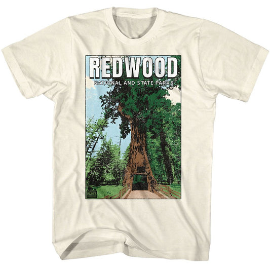 National Parks - Redwood Nat And State Park - American Classics - Solid Off-White Adult Short Sleeve T-Shirt