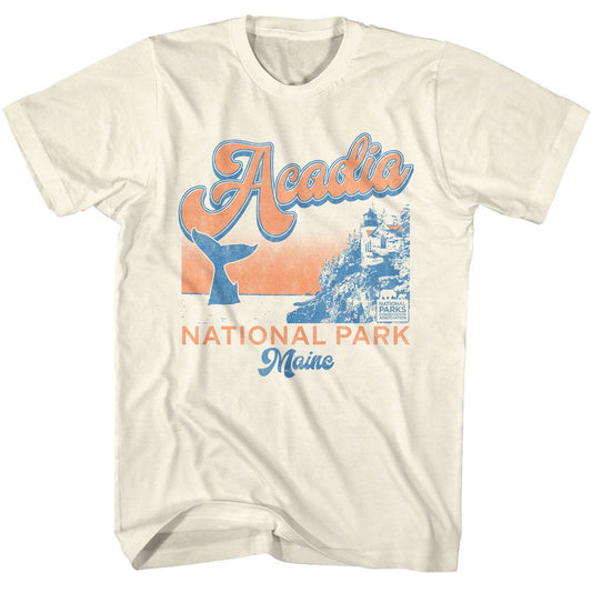 National Parks - Acadia Whale - American Classics - Solid Off-White Adult Short Sleeve T-Shirt