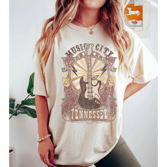 Nashville Concert Shirt, Comfort Colors Music City Tee, Retro Distressed Western Tennessee Shirt, Country Graphic Tee