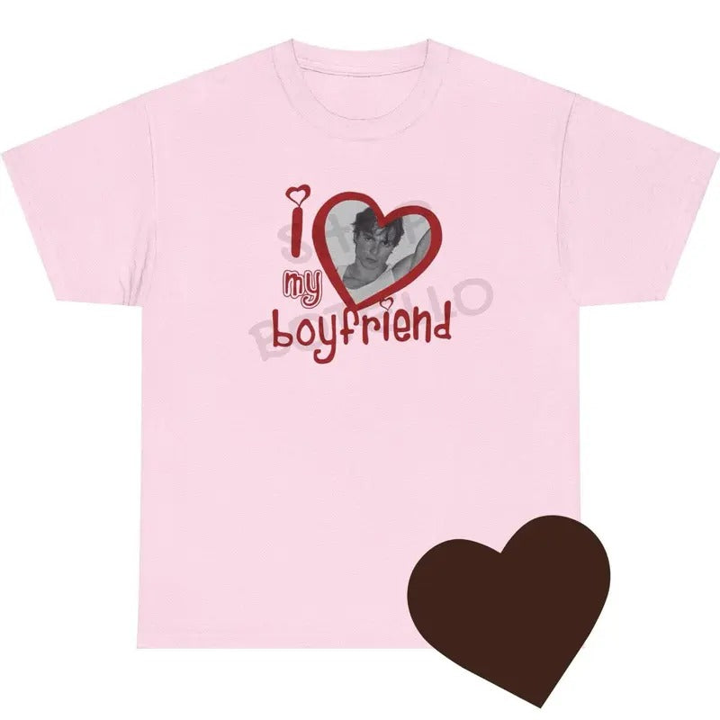 Nicholas Chavez Shirt Nicholas Chavez Graphic Tee I Love My Boyfriend Shirt Cotton Menswear Streetwear Casual Tshirt