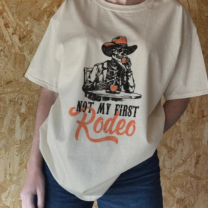 Not My First Rodeo Shirt, Rodeo 90s Cowboy T-Shirt, Vintage 2000s Graphic Western Shirt, Rodeo Relaxed Adult Unisex TShirt v1 Top Womenswear