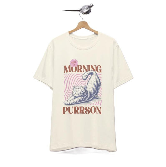 Not a Morning Purrson, Vintage Lazy Cat Shirt, Unisex Jersey Short Sleeve Tee, Funny Cat Pun T-shirt, Cute Gift for Bestfriend Cat Lover