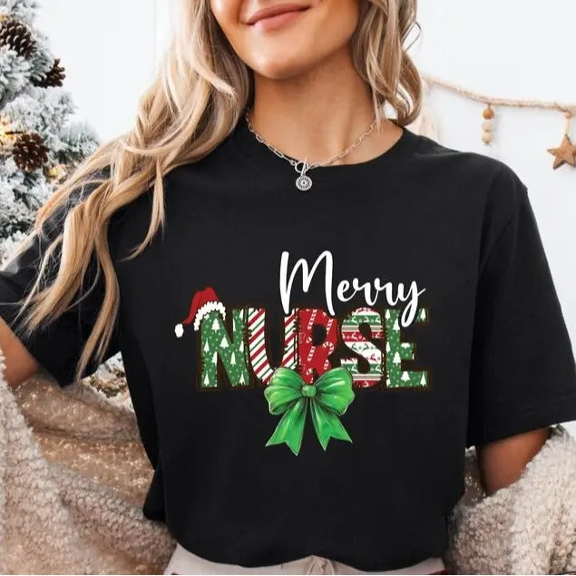 Nurse Christmas Coquette Sweatshirt, Merry Nurse Christmas Shirt, School Nurse Christmas Tee, Christmas Gift for Nurse, Nurse Coquette Bow Shirt, Gift For Him, Gift For Her