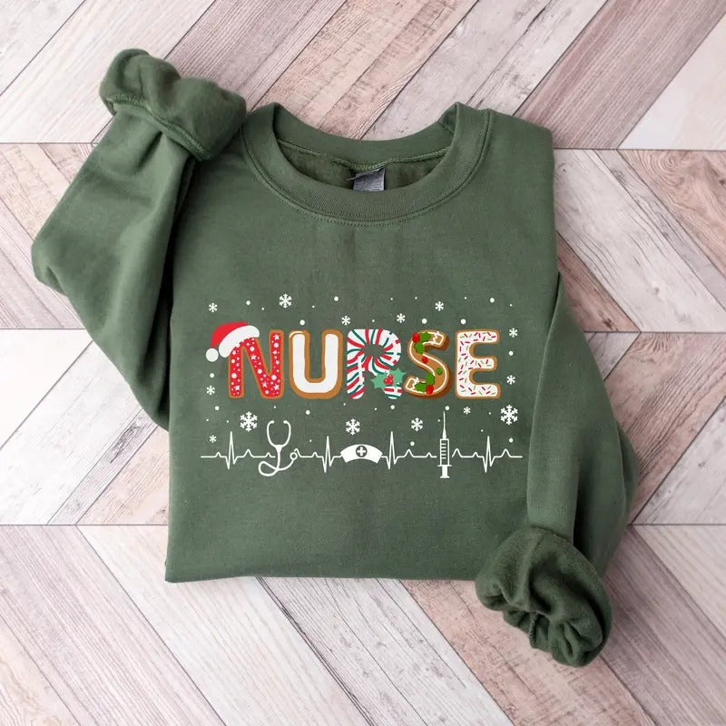 Nurse Christmas Sweatshirt, Christmas Nurse Sweatshirts, Holiday Nurse Sweater, Christmas Stethoscope Shirt, Holiday Nurse, Nursing Sweaters