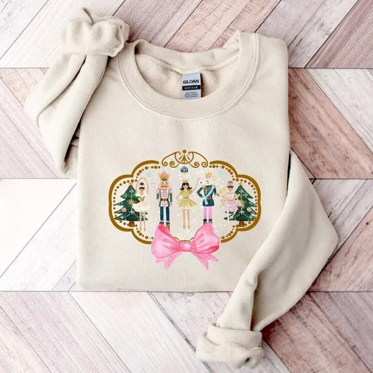 Nutcracker Sweatshirt, Vintage Style Christmas Sweatshirt for Women, Womens Christmas Sweater Unisex Crewneck Cotton