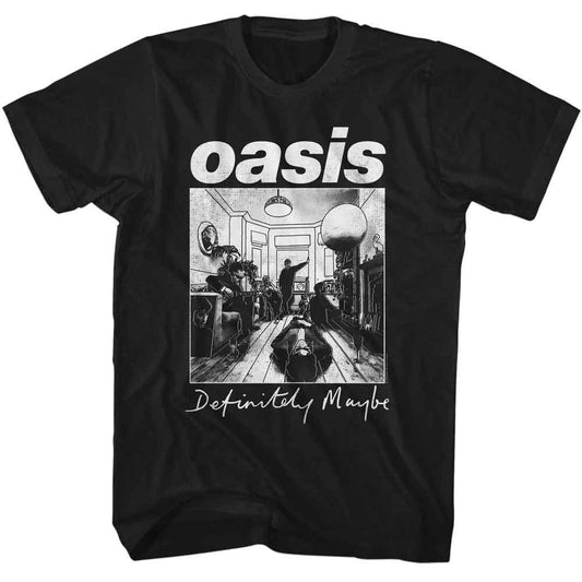 Oasis - Monotone Definitely Maybe - Officially Licensed American Classics - Front Print Solid Adult Short Sleeve T-Shirt