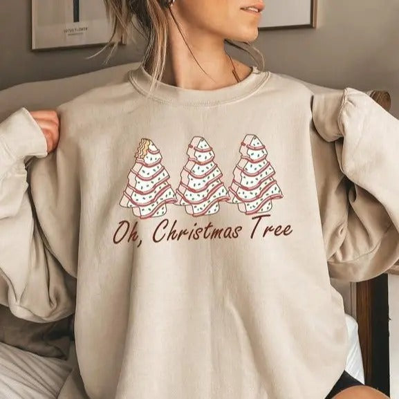 Oh Christmas Tree Sweatshirt, Christmas Sweater, Funny Christmas Crewneck, Retro Christmas Cake Shirt, Christmas Tshirt, Holiday Season Gift