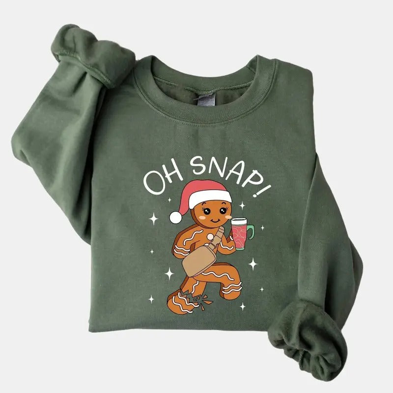 Oh Snap Gingerbread Sweatshirt, Christmas Sweatshirt, Christmas Cookie Shirt, Sparkly Christmas Crewneck, Funny Christmas Tee,Christmas Gift Classic Cotton