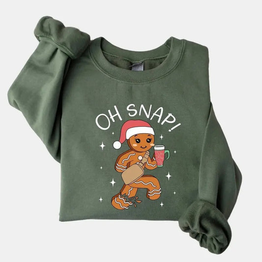 Oh Snap Gingerbread Sweatshirt, Christmas Sweatshirt, Christmas Cookie Shirt, Sparkly Christmas Crewneck, Funny Christmas Tee,Christmas Gift Classic Cotton