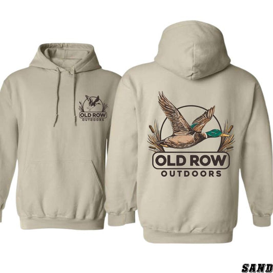 Old Row Outdoors Hoodie - Iconic Duck Graphic for Nature Enthusiasts, Perfect for Outdoor Adventures, Warm and Stylish - Menswear, Tops